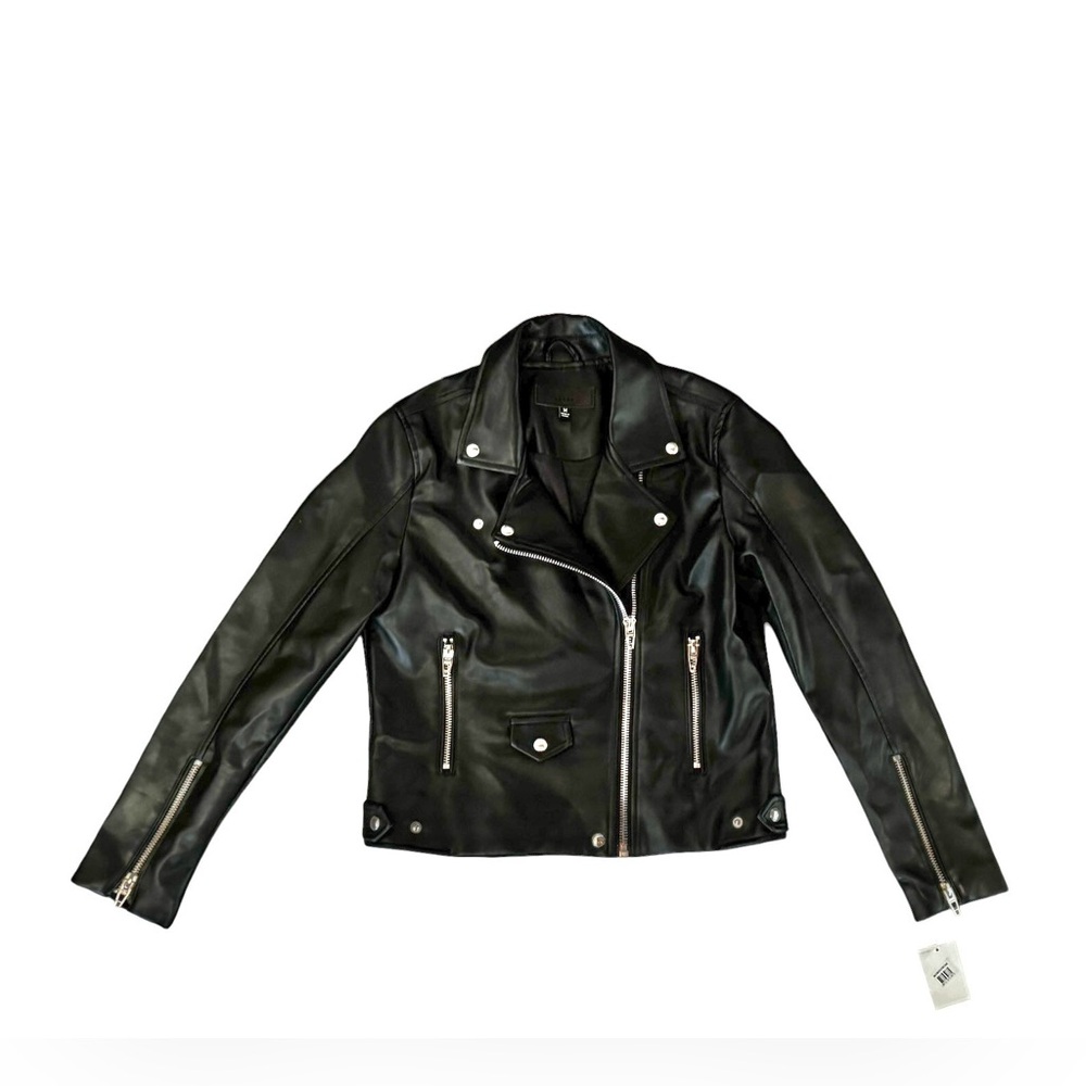 Blank NYC Women’s Motorcycle Jacket Vegan Faux Leather Zippers NWT Size Medium